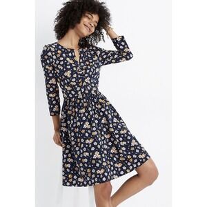 Madewell 100% Silk Shirred Floral Keyhole Dress in Petal Party Size 4 Small